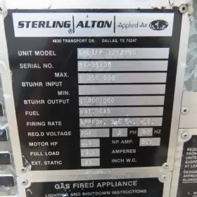 125-100 APPLIED AIR Ghlifp Gas Fired Heat Turnover Unit #2